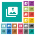 Upload multiple images square flat multi colored icons Royalty Free Stock Photo