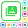 Upload multiple images vivid colored flat icons
