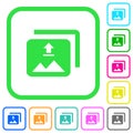 Upload multiple images vivid colored flat icons