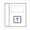 Upload notebook thin color line vector icon Royalty Free Stock Photo