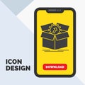 upload, performance, productivity, progress, work Glyph Icon in Mobile for Download Page. Yellow Background