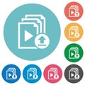 Upload playlist flat round icons Royalty Free Stock Photo