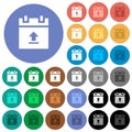 Upload schedule data round flat multi colored icons