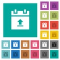 Upload schedule data square flat multi colored icons