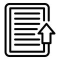 Upload tablet text icon, outline style