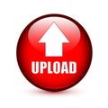 Upload text with arrow up on red button Royalty Free Stock Photo