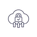 upload to secure cloud line icon