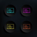 Upload video dark badge color set icon. Simple thin line, outline vector of web icons for ui and ux, website or mobile application Royalty Free Stock Photo