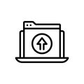 Black line icon for Uploaded, file and increase