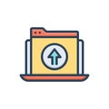 Color illustration icon for Uploaded, file and transmit