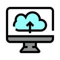 Uploading data to cloud storage from computer Royalty Free Stock Photo