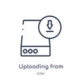 uploading from drive icon from drive icon from user interface outline collection. Thin line uploading from drive icon isolated on