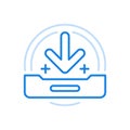 Uploading files removable media vector line icon. Filling online with information of hard disk and USB flash drive.