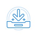 Uploading files removable media vector line icon. Filling online with information of hard disk and USB flash drive.