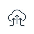 uploading vector icon isolated on white background. Outline, thin line uploading icon for website design and mobile, app