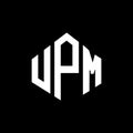 UPM letter logo design with polygon shape. UPM polygon and cube shape logo design. UPM hexagon vector logo template white and Royalty Free Stock Photo