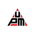 UPM triangle letter logo design with triangle shape. UPM triangle logo design monogram. UPM triangle vector logo template with red Royalty Free Stock Photo