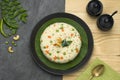 Samolina or rava upma with grey background