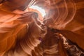 Upper Antelope Canyon. Natural rock formation in beautiful colors. Beautiful wide angle view of amazing sandstone formations. Near Royalty Free Stock Photo