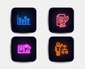 Upper arrows, Engineering documentation and Feather signature icons. Algorithm sign. Vector