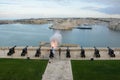 Upper Barrakka Gardens & Saluting Battery with cannons in Malta