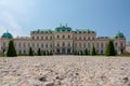 Upper Belvedere Palace with the pond is one of the most beautiful baroque palaces in Europe, Vienna, Austria. popular touristic Royalty Free Stock Photo