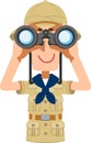 Upper body of a male explorer looking through binoculars Royalty Free Stock Photo