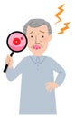 Upper body vector illustration of Grandpa suffering from stomatitis