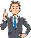 Upper body of young businessman thumbs up