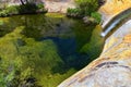 Upper Calf Creek Falls desert oasis waterfall views in Grand Staircase-Escalante National Monument by Boulder and Escalante in Sou Royalty Free Stock Photo