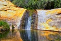Upper Calf Creek Falls desert oasis waterfall views in Grand Staircase-Escalante National Monument by Boulder and Escalante in Sou Royalty Free Stock Photo