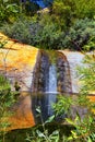 Upper Calf Creek Falls desert oasis waterfall views in Grand Staircase-Escalante National Monument by Boulder and Escalante in Sou Royalty Free Stock Photo