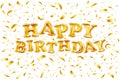 Upper case letters HAPPY BIRTHDAY from golden balloons