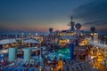 Upper deck of cruise liner Voyager with a pool Royalty Free Stock Photo