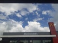 Upper facade of a McDonald restaurant in Paris suburbs.