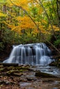 Upper Falls - Autumn / Fall Waterfall Long Exposure Scene - Holly River State Park - West Virginia Royalty Free Stock Photo