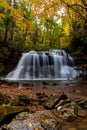 Upper Falls - Autumn / Fall Waterfall Long Exposure Scene - Holly River State Park - West Virginia Royalty Free Stock Photo