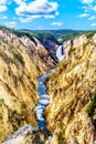 The Upper Falls and the Yellowstone River in the Grand Canyon of the Yellowstone Royalty Free Stock Photo