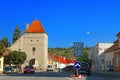 The Upper Gate, the only remaining fortification gate, and Sturova Street in Modra village, Slovakia