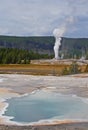 Upper Geyser Basin - Heart Spring & Lion Geyser Royalty Free Stock Photo