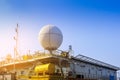 Upper Heliport on barge with antenna mast and Radio