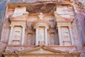Upper level of facade The Treasury in Petra Royalty Free Stock Photo