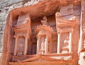 Upper level of facade The Treasury in Petra Royalty Free Stock Photo