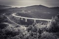 Upper panoramic view on viaduct of crni kal, beside adriatic sea, slovenia