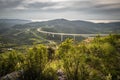 Upper panoramic view on viaduct of crni kal, beside adriatic sea, slovenia