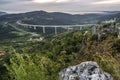 Upper panoramic view on viaduct of crni kal, beside adriatic sea, slovenia