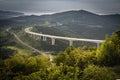 Upper panoramic view on viaduct of crni kal, beside adriatic sea, slovenia