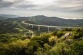 Upper panoramic view on viaduct of crni kal, beside adriatic sea, slovenia