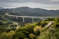 Upper panoramic view on viaduct of crni kal, beside adriatic sea, slovenia