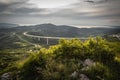 Upper panoramic view on viaduct of crni kal, beside adriatic sea, slovenia